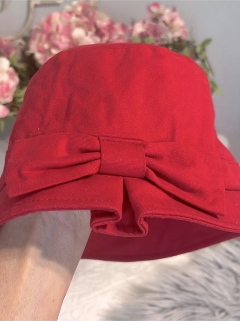 Red Bow Kids Cotton Bucket Hat